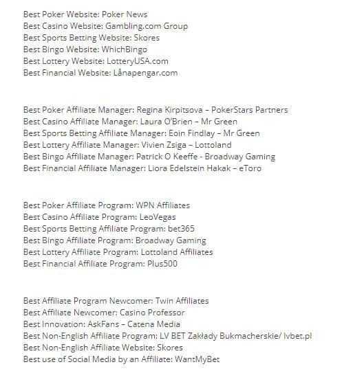 iGB Affiliate Awards 2018