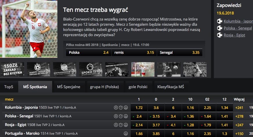 Jak klienci Fortuny typują mecz Polski z Senegalem?