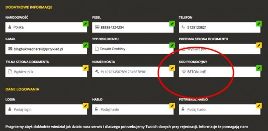 Kod promocyjny LV BET. Wpisz: BETONLINE