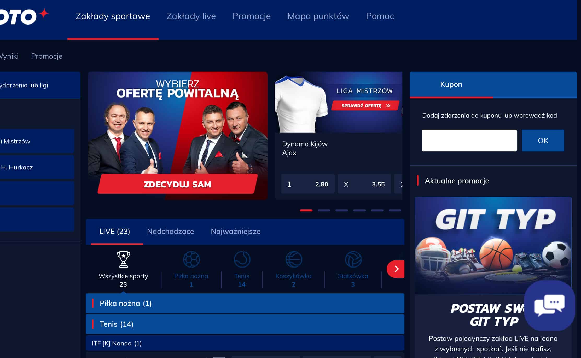 Strona główna bukmachera Etoto