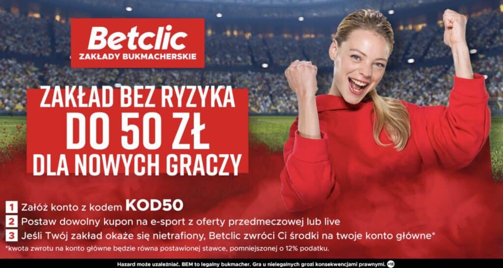 50 PLN na obstawianie e-sportu w Betclic!