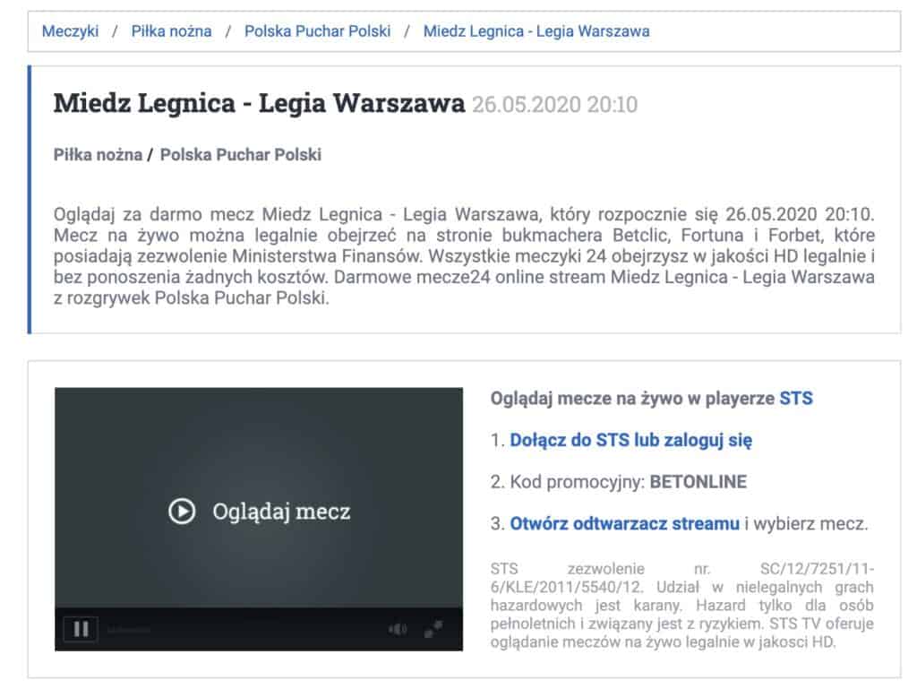 Miedź - Legia stream online za darmo meczyki
