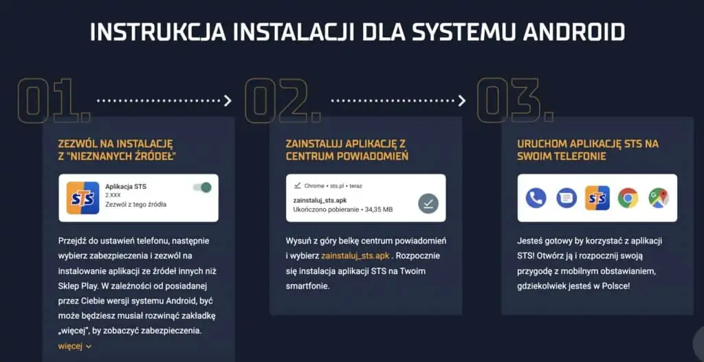 STS aplikacja Android - pobieranie krok po kroku