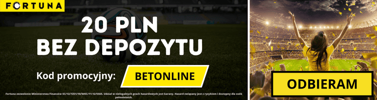 Bonus bez depozytu w Fortunie - kod promocyjny BETONLINE